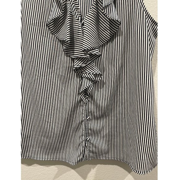 KARL LAGERFELD Striped Navy Blue Blouse - Picture 5 of 6